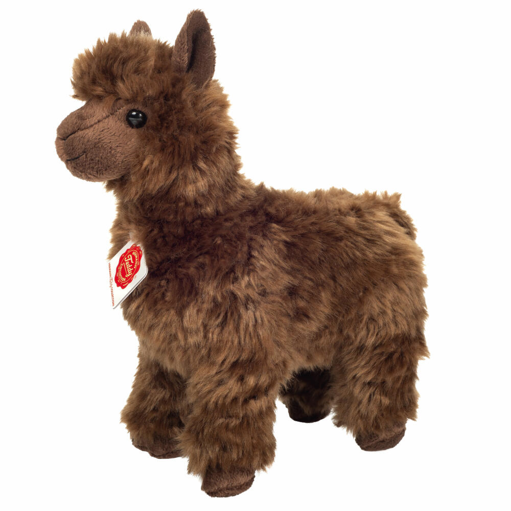 Teddy Hermann Alpaca, Cuddly Toy, Stuffed Toy, Plush Toy, Exotic Wild Animal, Brown, 24 cm, 902768