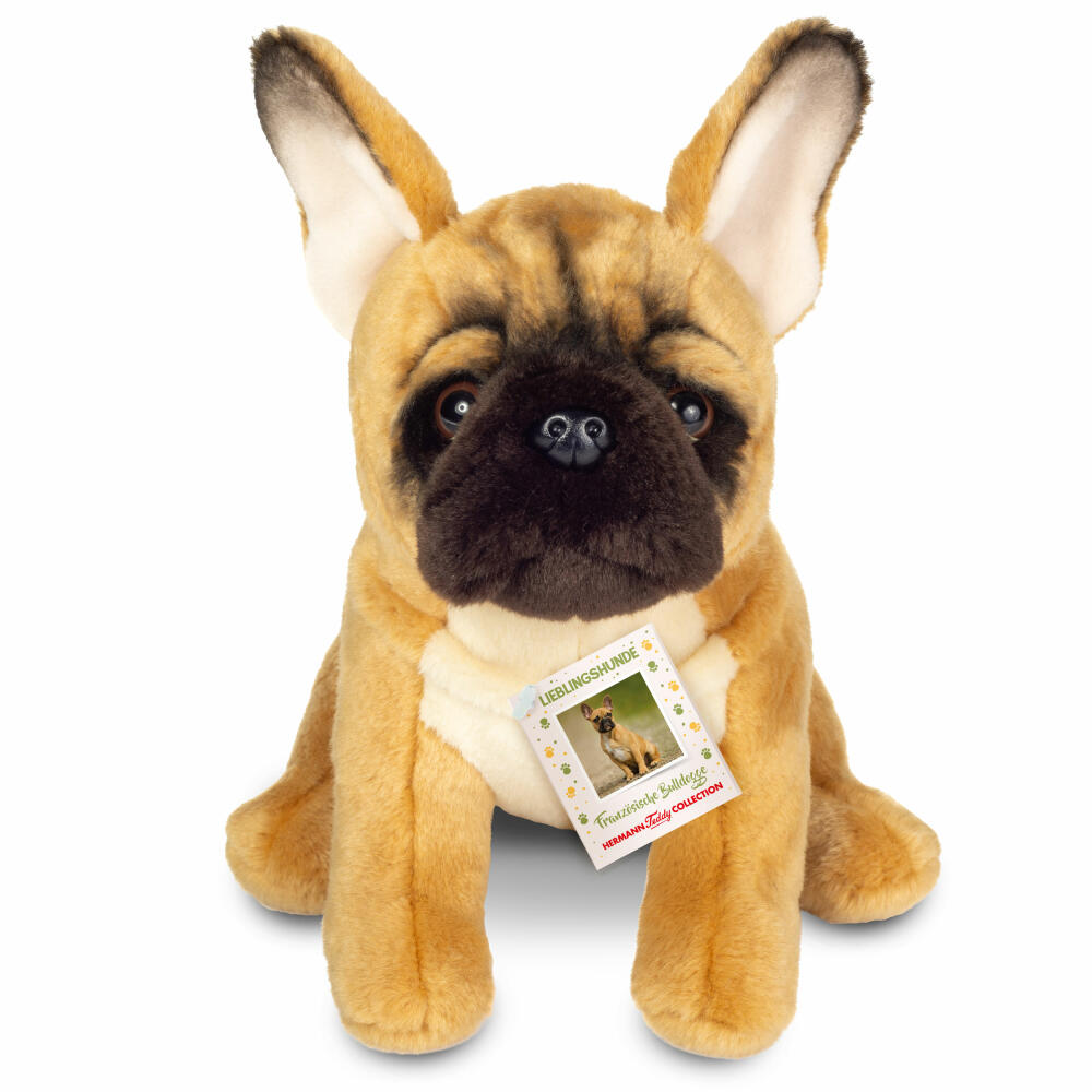 Teddy Hermann French Bulldog, Cuddly Toy, Stuffed Toy, Plush Toy, Dog, Light Brown, 27 cm, 919872