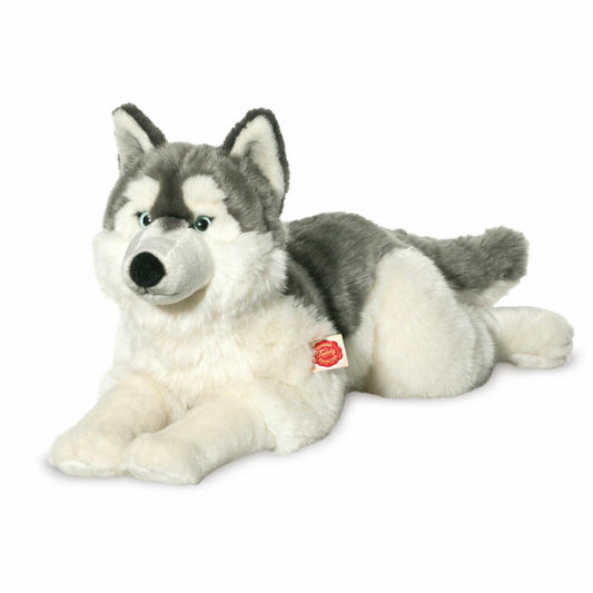 Teddy Hermann Husky, Kuscheltier, Stofftier, Plüschtier, Hund, liegend, Plüsch, Grau Weiß, 60 cm, 92782