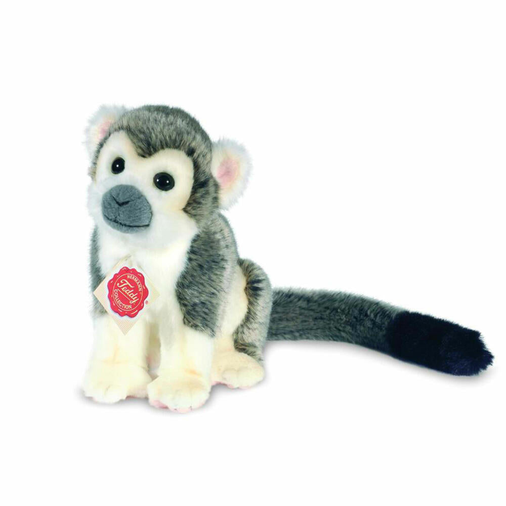 Teddy Hermann Affe, Kuscheltier, Stofftier, Plüschtier, Wildtier, sitzend, Plüsch, Grau Weiß, 17 cm, 92917