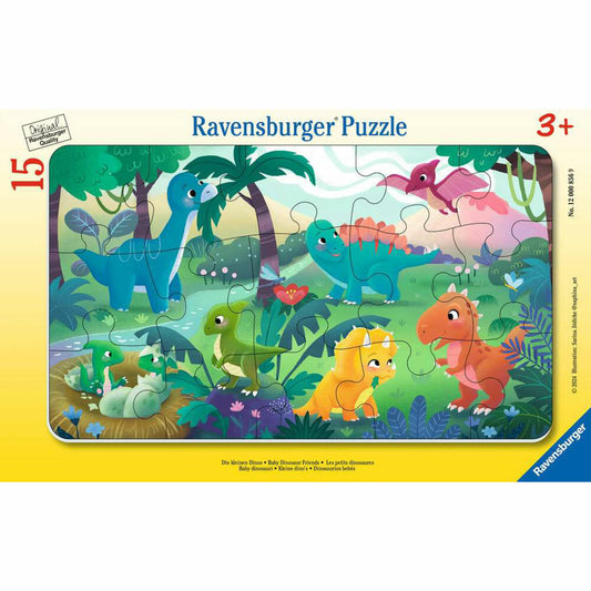 Ravensburger Die kleinen Dinos, Puzzle, Rahmenpuzzle, Kinderpuzzle, 15 Teile, ab 3 Jahren, 12000856