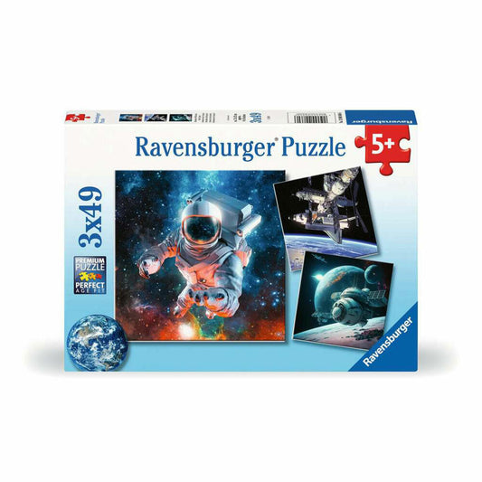Ravensburger Abenteuer Weltraum, Puzzle, Kinderpuzzle, 3 x 49 Teile, 12000860