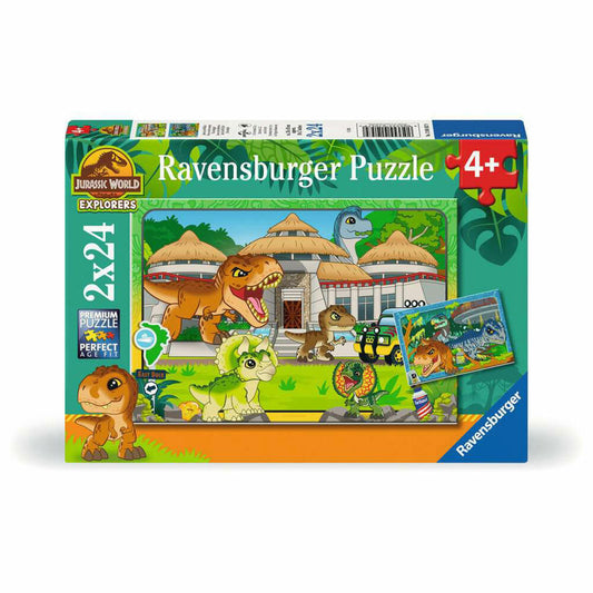 Ravensburger Jurassic Park Leben in der Wildnis, Puzzle, Kinderpuzzle, 2 x 24 Teile, 12001057