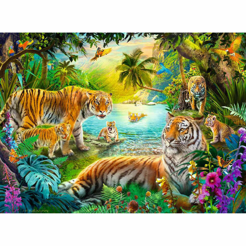 Ravensburger Tigerfamilie in der Oase, Puzzle, Erwachsenenpuzzle, 500 Teile, 12001384
