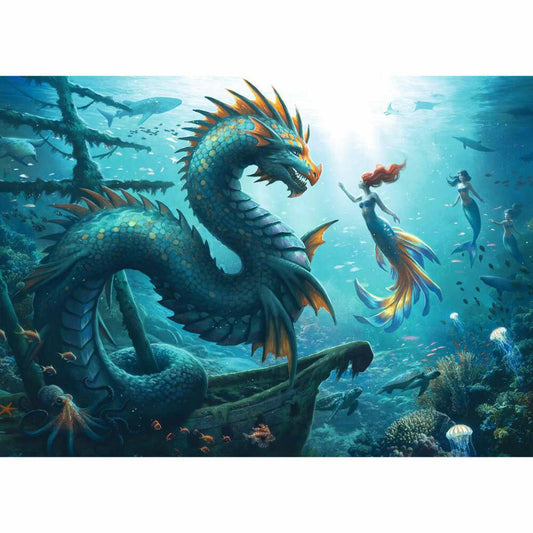 Ravensburger Verzauberte Tiefen: Drache, Meerjungfau und Schildkröten, Puzzle, Erwachsenenpuzzle, 1000 Teile, 12001434
