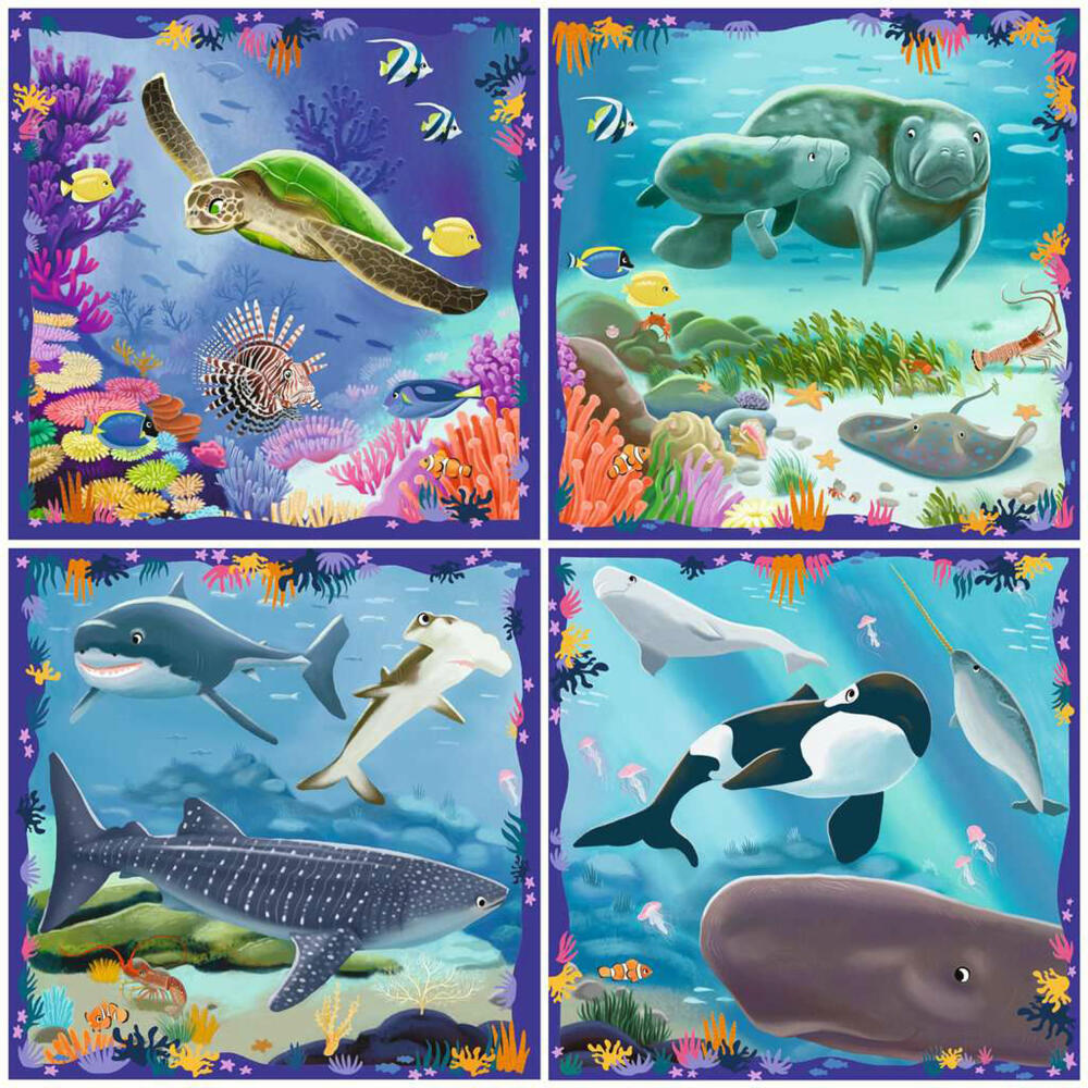 Ravensburger PuzzleUp Meerestiere, Puzzle, Kinderpuzzle, 64 / 72 / 81 / 90 Teile, ab 5 Jahren, 12004004