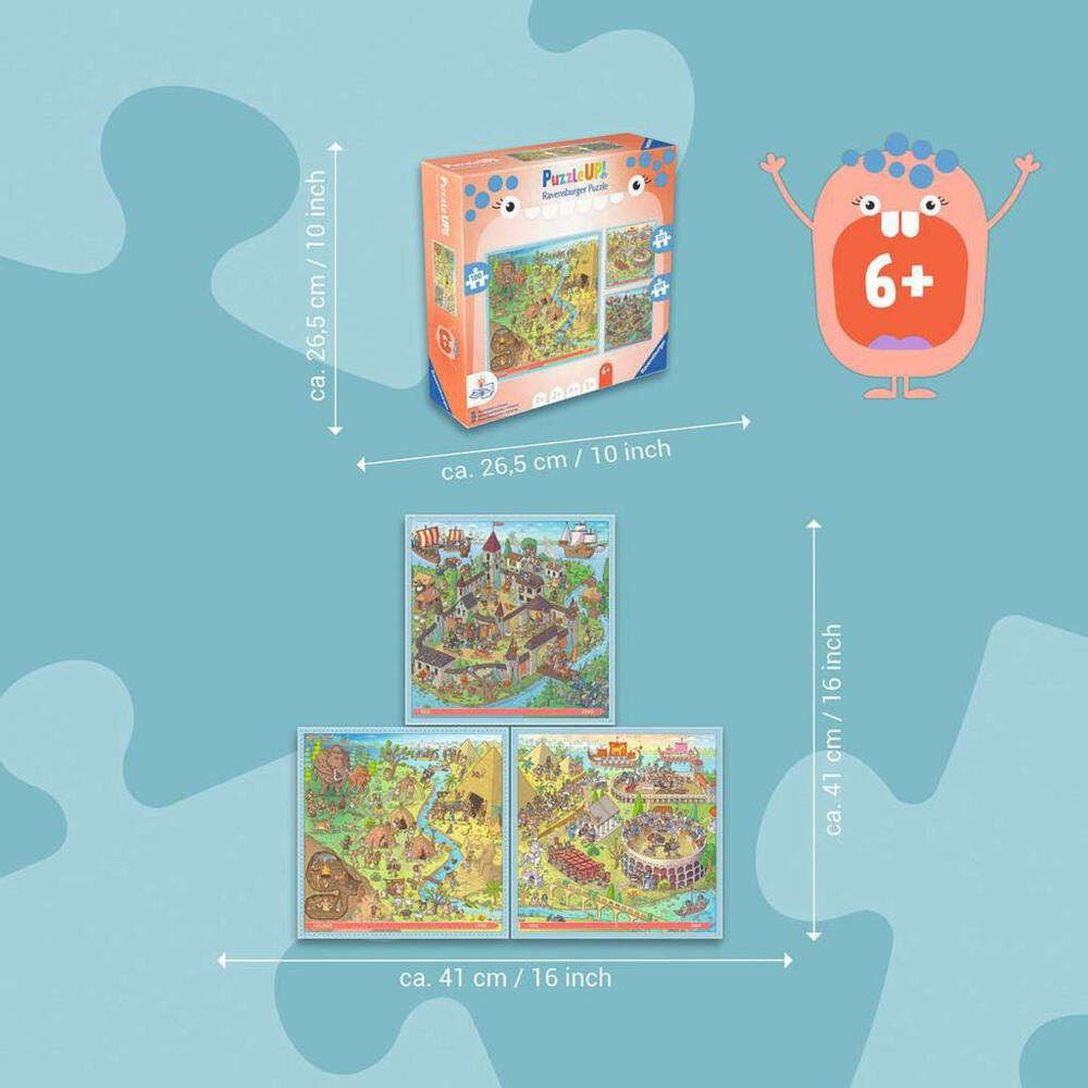 Ravensburger Geschichte - Steinzeit, Altes Rom, Mittelalter, Puzzle, Kinderpuzzle, 100 / 121 / 144 Teile, 12004005