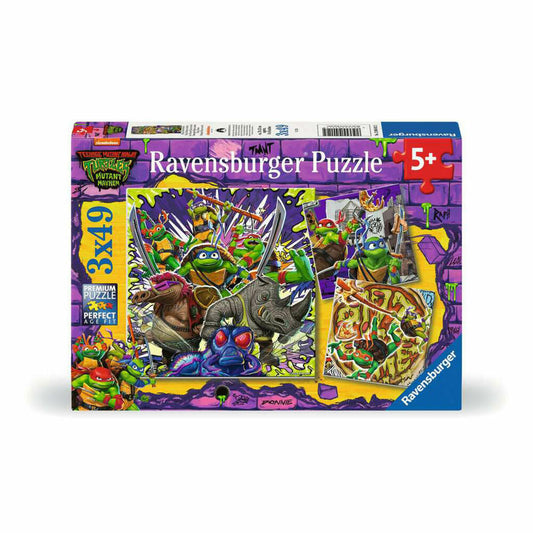 Ravensburger Ninja Turtles, Puzzle, Kinderpuzzle, 3 x 49 Teile, 12004012