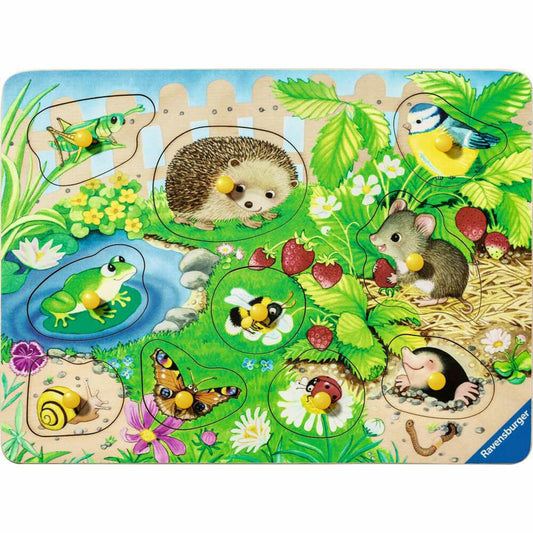 Ravensburger my first wooden puzzles Meine Gartenfreunde, Puzzle, Kinderpuzzle, 10 Teile, ab 2 Jahren, 12004040