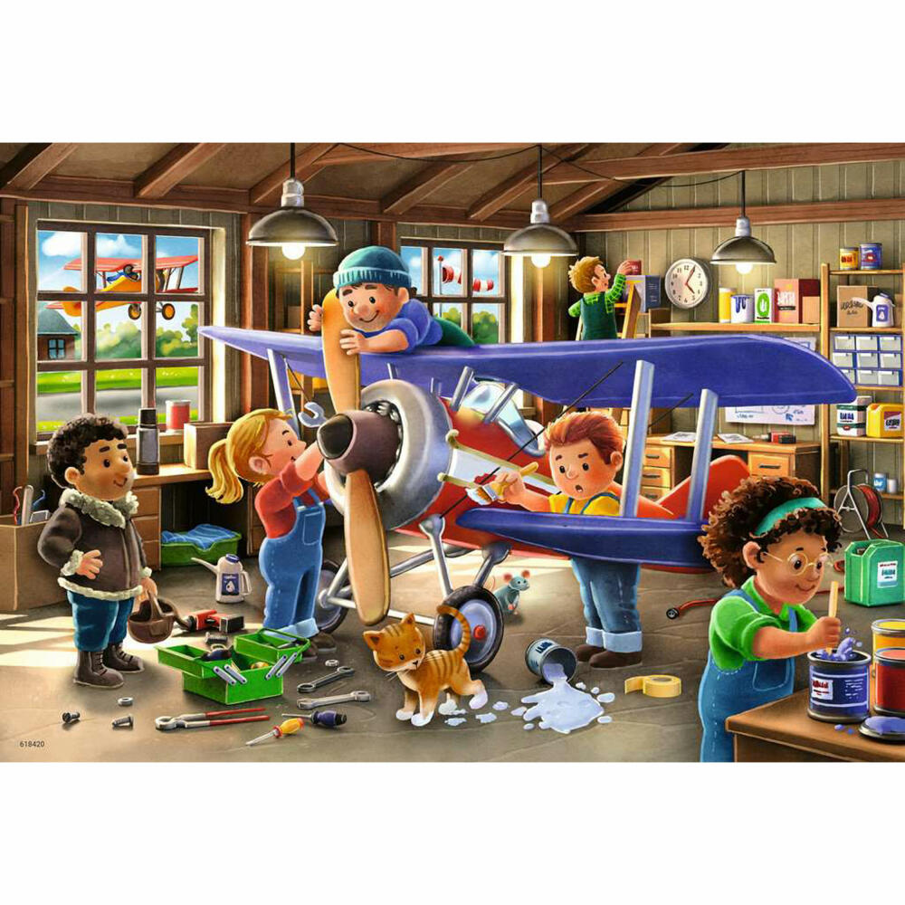 Ravensburger Eisenbahn- und Flugzeugservice, Puzzle, Kinderpuzzle, 2 x 24 Teile, 12004044