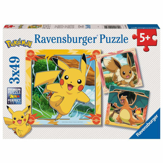 Ravensburger Pokemon, Puzzle, Kinderpuzzle, Kinder, 3 x 49 Teile, 12004062