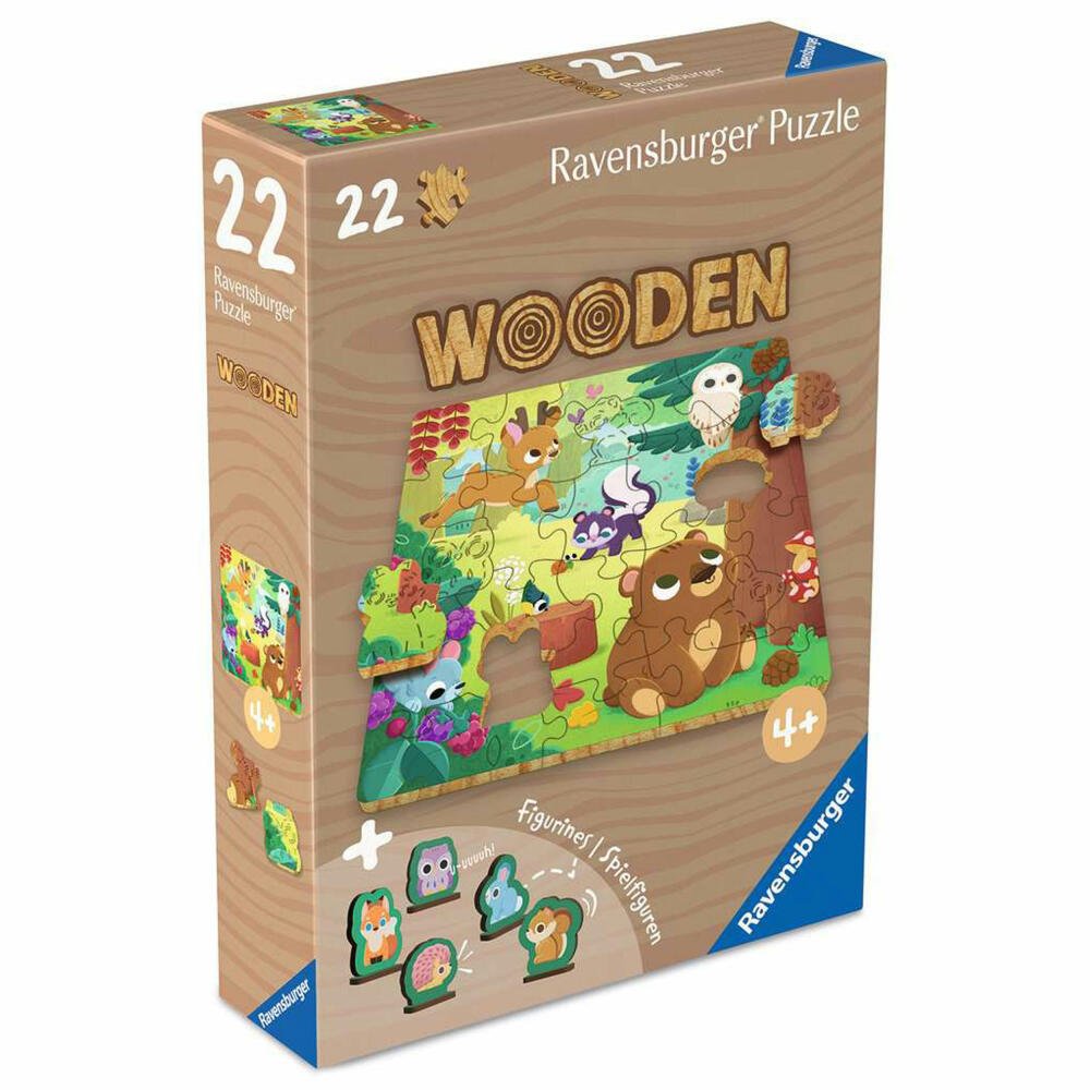 Ravensburger Wooden puzzles Fröhliche Waldfreunde, Puzzle, Kinderpuzzle, 22 Teile, 12004080