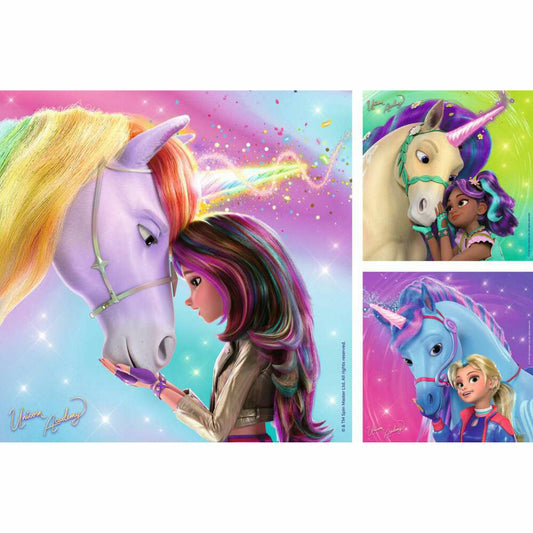 Ravensburger Unicorn Academy Magie und Freundschaft, Puzzle, Kinderpuzzle, 3 x 49 Teile, 12004163