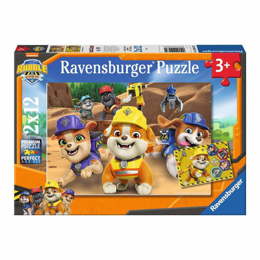 Ravensburger Bulldoge Rubble und sein Team, Puzzle, Kinderpuzzle, 2 x 12 Teile, 12004167