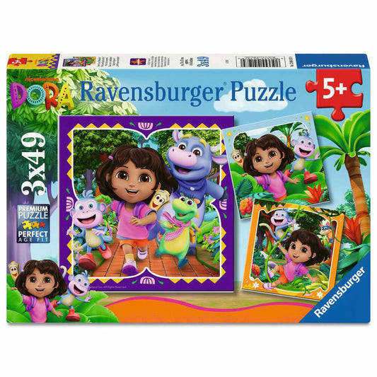Ravensburger Dora the Explorer, Puzzle, Kinderpuzzle, 3 x 49 Teile, 12004197