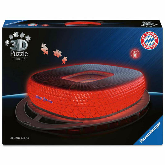 Ravensburger 3D Puzzle Iconics Allianz Arena - mit Licht, Bauwerke, 216 Teile, ab 8 Jahren, 12008033