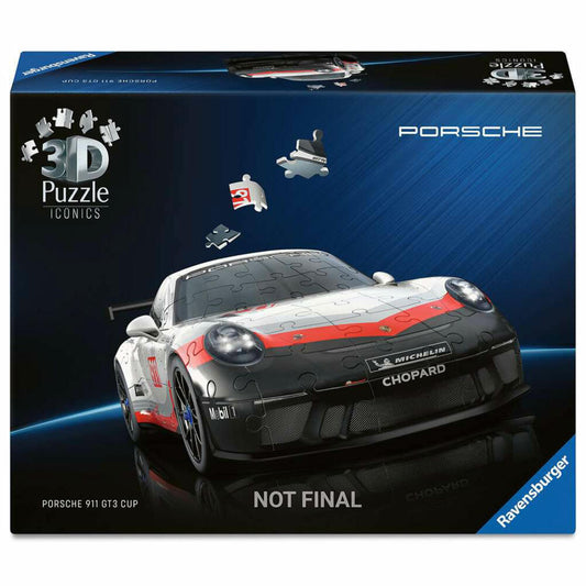 Ravensburger 3D Puzzle Iconics Porsche 911 GT3 Cup, Modell, 108 Teile, ab 8 Jahren, 12008039