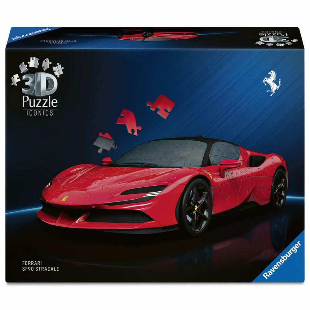 Ravensburger 3D Puzzle Iconics Ferrari SF90 Stradale, Modell, 108 Teile, ab 8 Jahren, 12008041