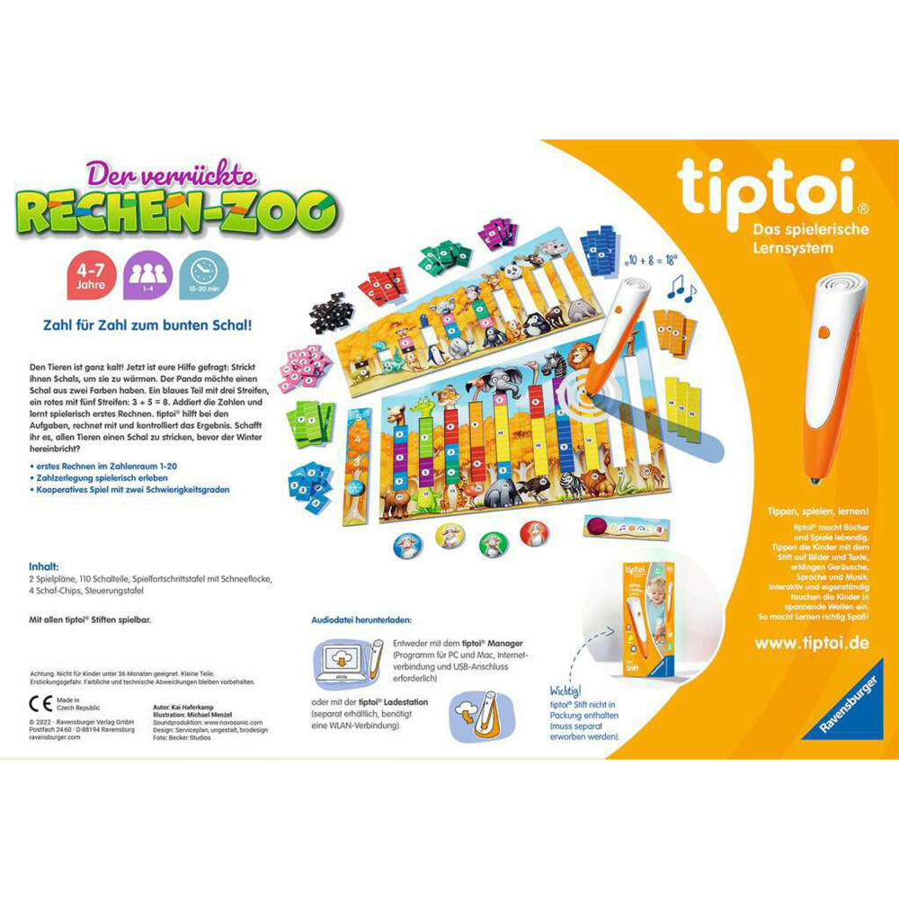 Ravensburger tiptoi Der verrückte Rechen-Zoo, Lernspiel, Kinderspiel, ab 4 Jahren, 00104