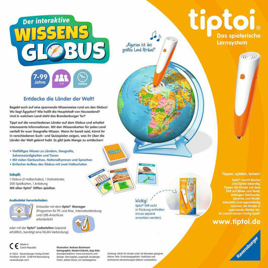 Ravensburger tiptoi Der interaktive Wissens-Globus, Lernspiel, ab 7 Jahren, 00107