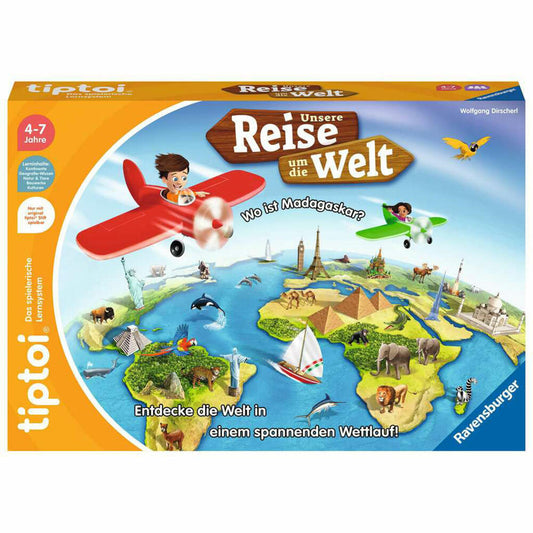 Ravensburger tiptoi Unsere Reise um die Welt, Lernspiel, Brettspiel, Kinderspiel, ab 4 Jahren, 00117