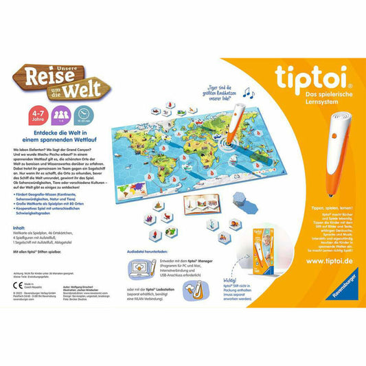 Ravensburger tiptoi Unsere Reise um die Welt, Lernspiel, Brettspiel, Kinderspiel, ab 4 Jahren, 00117