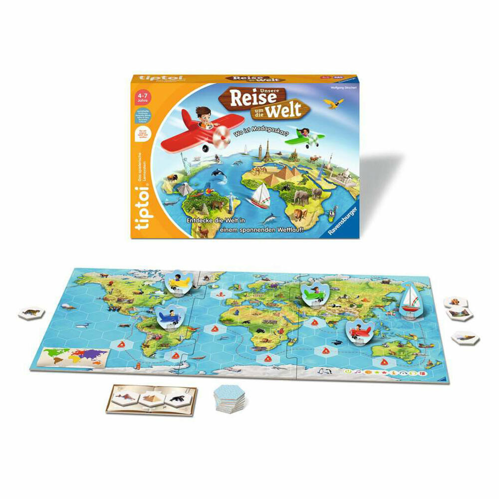 Ravensburger tiptoi Unsere Reise um die Welt, Lernspiel, Brettspiel, Kinderspiel, ab 4 Jahren, 00117