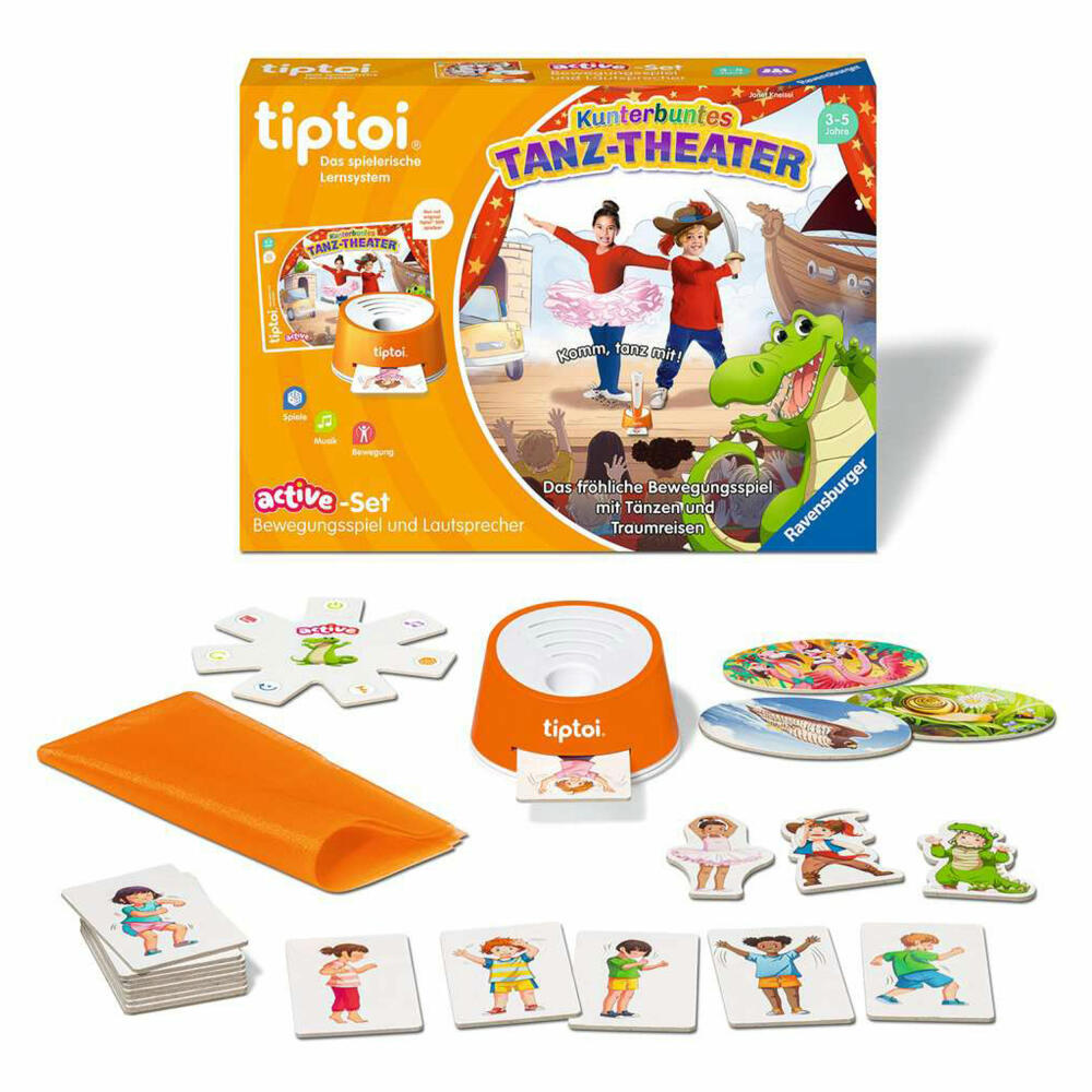 Ravensburger tiptoi ACTIVE Set Kunterbuntes Tanz-Theater, Bewegungsspiel, Kinderspiel, ab 3 Jahren, 00122