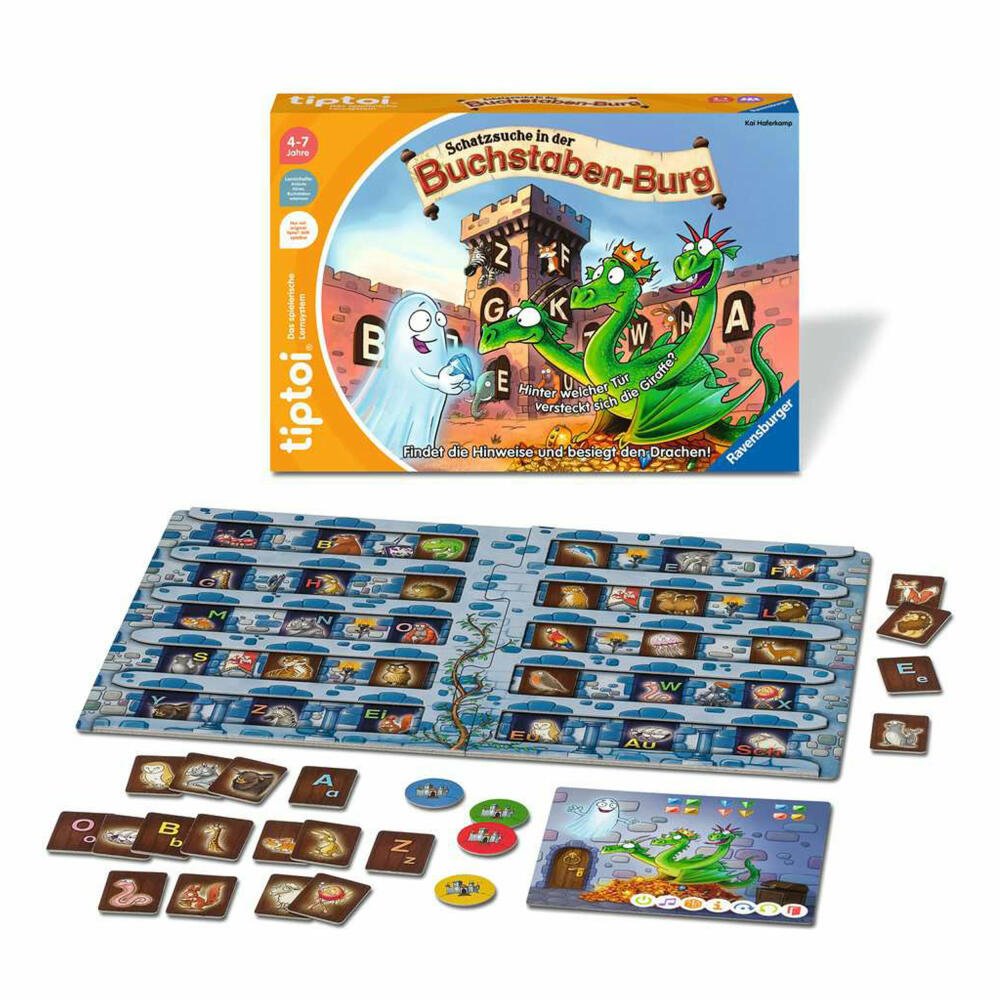 Ravensburger tiptoi Schatzsuche in der Buchstaben-Burg, Kinderspiel, Lernspiel, ab 4 Jahren, 00124