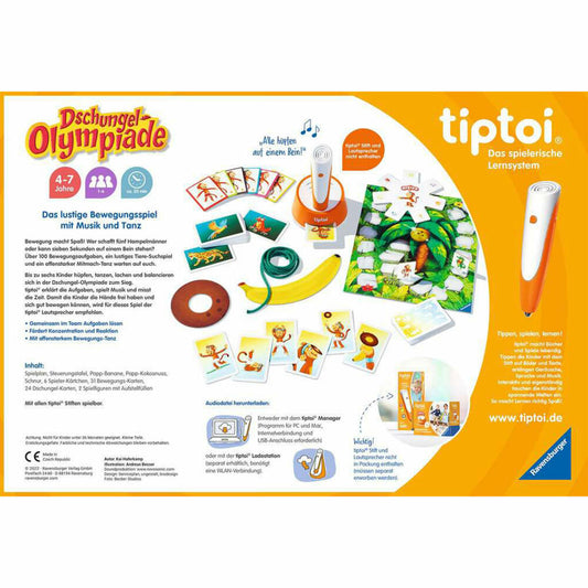 Ravensburger tiptoi ACTIVE Dschungel-Olympiade, Bewegungsspiel, Kinderspiel, ab 4 Jahren, 00129