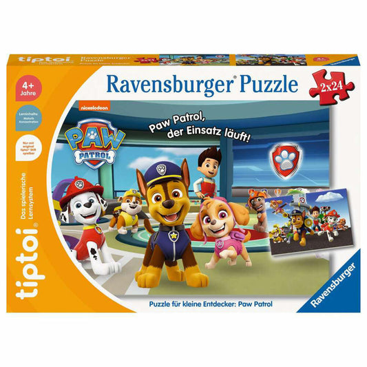 Ravensburger tiptoi Puzzle für kleine Entdecker: Paw Patrol, Kinderpuzzle, 2 x 24 Teile, 00135