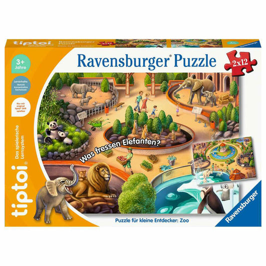 Ravensburger tiptoi Puzzle für kleine Entdecker: Zoo, Kinderpuzzle, 2 x 12 Teile, 00138