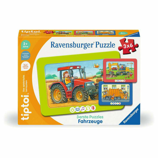 Ravensburger tiptoi 3 erste Puzzles: Fahrzeuge, Kinderpuzzle, 3 x 6 Teile, 00227