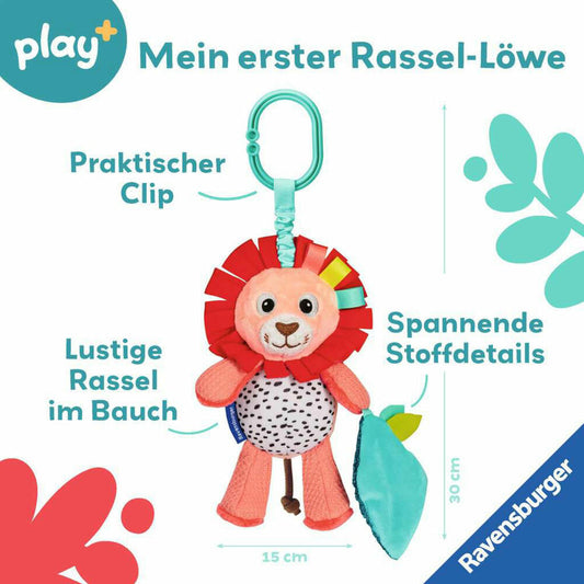 Ravensburger Play+ Rassel-Löwe, Greifling, Greifspielzeug, Baby Spielzeug, 04850