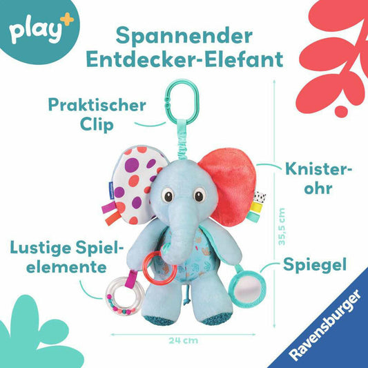 Ravensburger Play+ Entdecker-Elefant, Greifling, Greifspielzeug, Baby Spielzeug, 04855