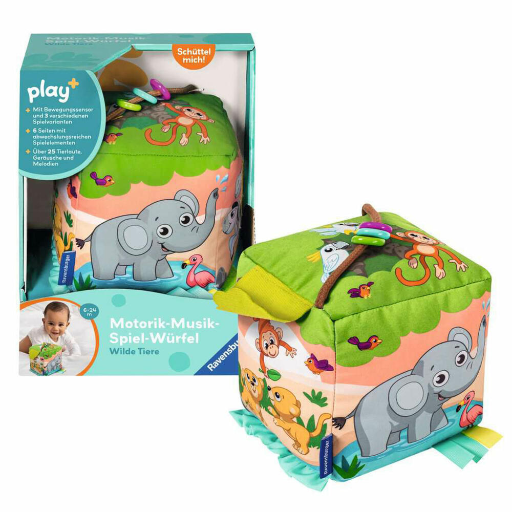 Ravensburger Play+ Motorik-Musik-Spiel-Würfel: Wilde Tiere, Spielwürfel, Spielzeug, Baby, 04859