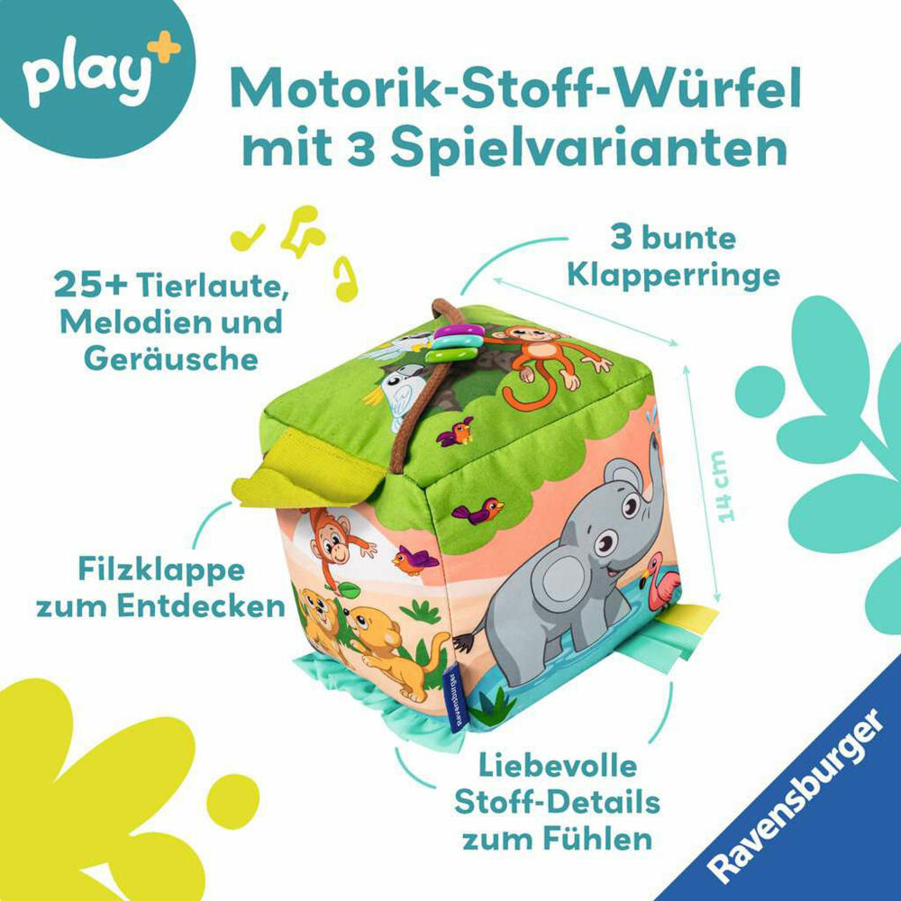 Ravensburger Play+ Motorik-Musik-Spiel-Würfel: Wilde Tiere, Spielwürfel, Spielzeug, Baby, 04859