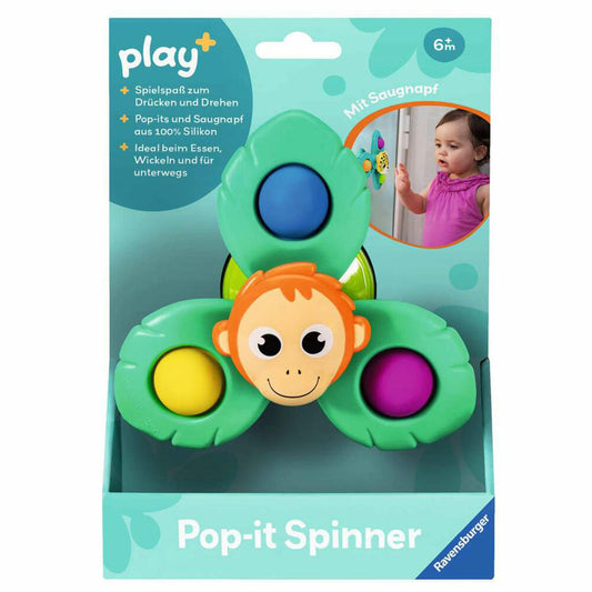 Ravensburger Play+ Pop-it Spinner: Affe, Fidget-Spinner, Greifspielzeug, Spielzeug, 04867