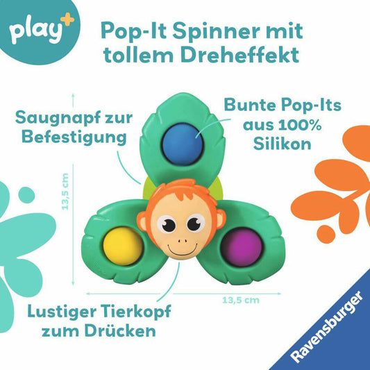Ravensburger Play+ Pop-it Spinner: Affe, Fidget-Spinner, Greifspielzeug, Spielzeug, 04867