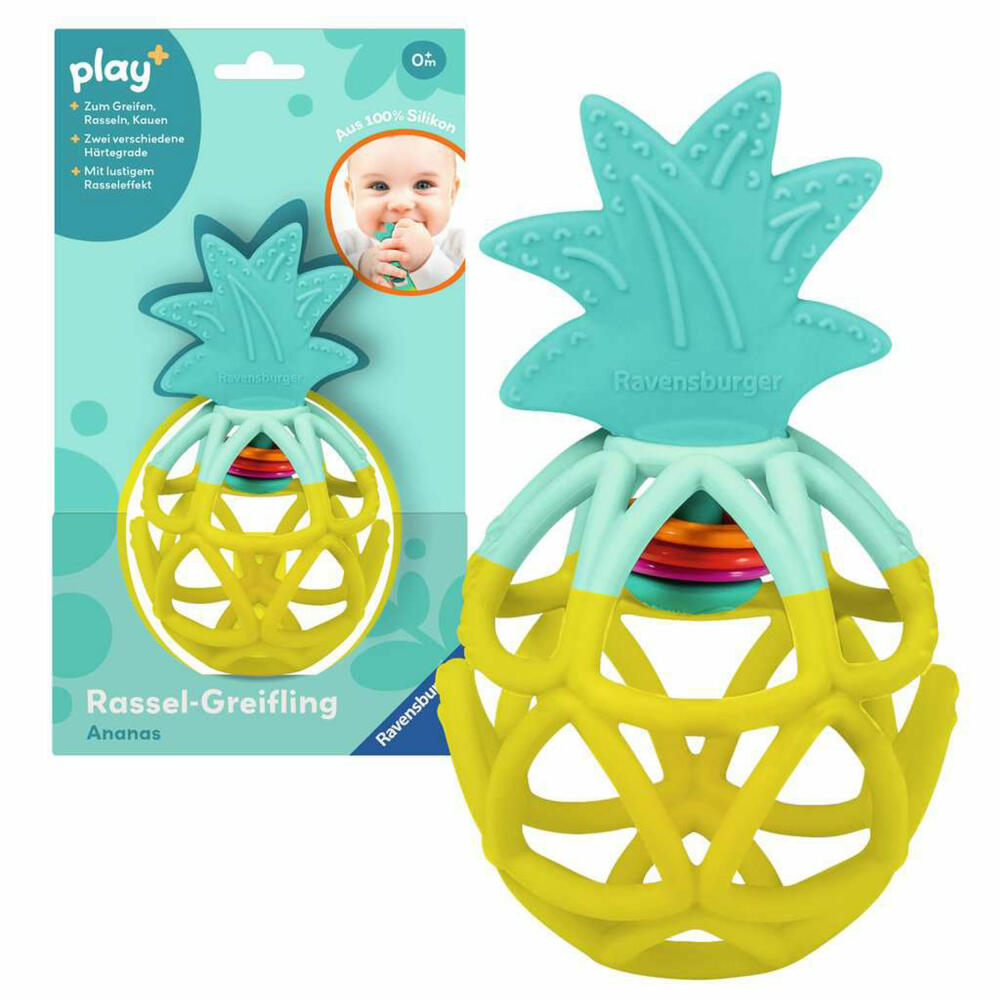 Ravensburger Play+ Rassel-Greifling: Ananas, Greifspielzeug, Baby Spielzeug, 04869
