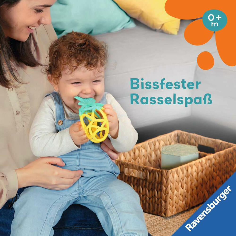 Ravensburger Play+ Rassel-Greifling: Ananas, Greifspielzeug, Baby Spielzeug, 04869
