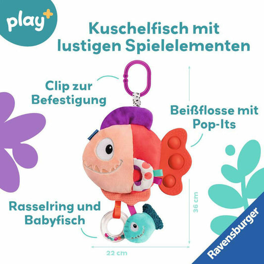 Ravensburger Play+ Pop-it Piranha Rot, Greifling, Greifspielzeug, Baby Spielzeug, 04871