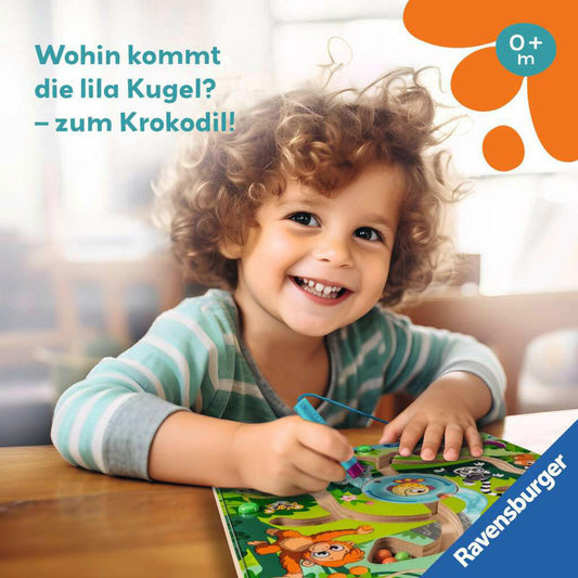 Ravensburger Play+ Magnetisches Holz-Labyrinth: Dschungel, Geschicklichkeitsspiel, Kinderspiel, ab 18 Monaten, 04873