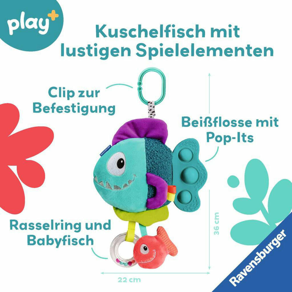 Ravensburger Play+ Pop-it Piranha Blau, Greifling, Greifspielzeug, Baby Spielzeug, 04876