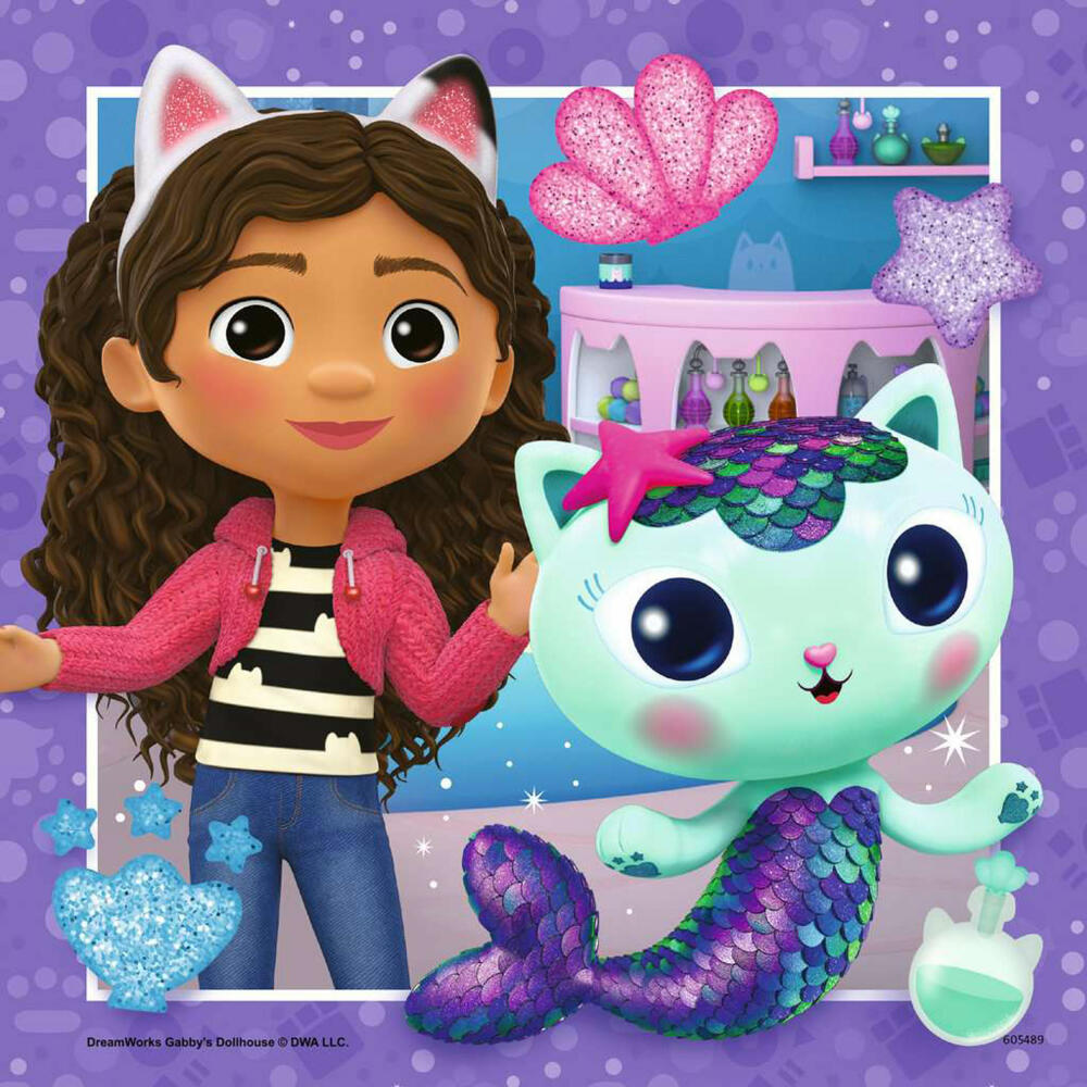 Ravensburger Gabbys Dollhouse Spielzeit mit Gabby, Puzzle, Kinderpuzzle, 3 x 49 Teile, 05659