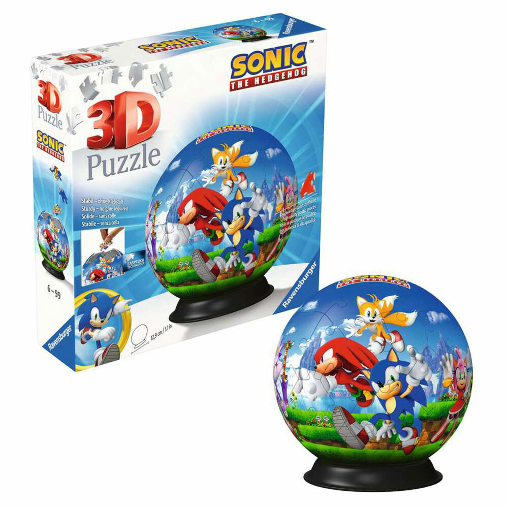 Ravensburger 3D Puzzles Puzzle-Ball Sonic the Hedgehog, Puzzleball, 72 Teile, ab 6 Jahren, 11592