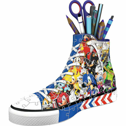Ravensburger 3D Puzzles Sneaker Sonic the Hedgehog, Utensilo, Stiftehalter, 108 Teile, ab 8 Jahren, 11593