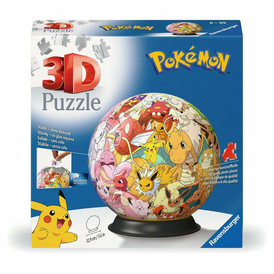 Ravensburger 3D Puzzles Puzzle-Ball Pokemon Kanto Region, Puzzleball, 72 Teile, ab 6 Jahren, 11595