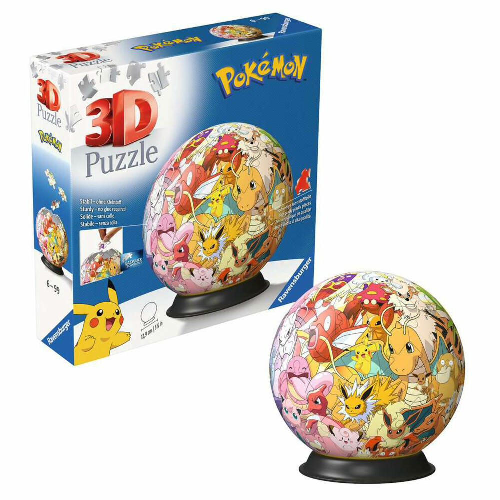 Ravensburger 3D Puzzles Puzzle-Ball Pokemon Kanto Region, Puzzleball, 72 Teile, ab 6 Jahren, 11595