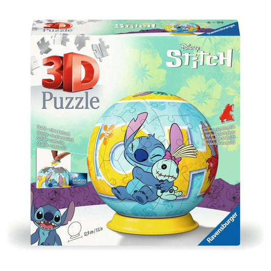 Ravensburger 3D Puzzles Puzzle-Ball Disney Stitch, Puzzleball, 72 Teile, ab 6 Jahren, 11596